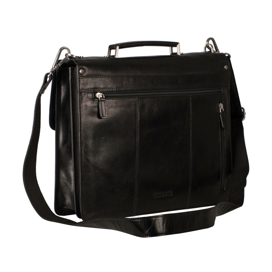 Wholesale Leonhard Heyden Leonhard Heyden Cambridge Briefcase 2 Compartments Black