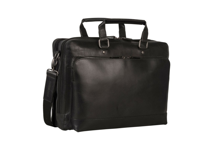 Clearance Leonhard Heyden Leonhard Heyden Dakota Zipped Briefcase 2 Compartments Black