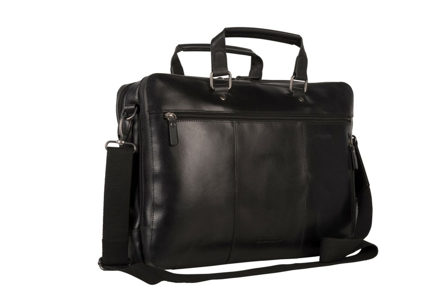 Clearance Leonhard Heyden Leonhard Heyden Dakota Zipped Briefcase 2 Compartments Black