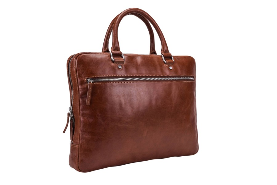 Best Leonhard Heyden Leonhard Heyden Leonhard Heyden Cambridge Zipped Briefcase 1 Compartment Cognac