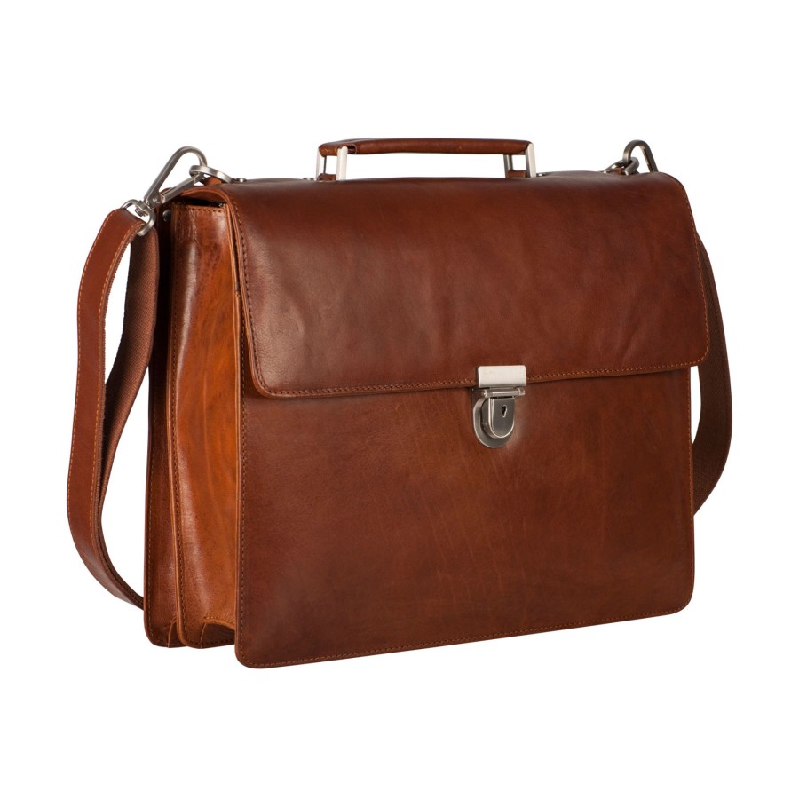 Wholesale Leonhard Heyden Leonhard Heyden Cambridge Briefcase 2 Compartments Cognac