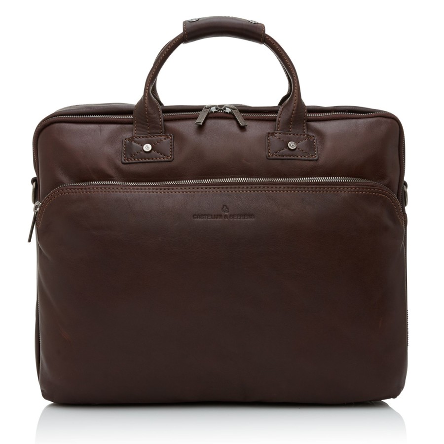 Best Castelijn & Beerens Castelijn & Beerens Firenze Laptop Bag 17" + Tablet Double Zip Mocca