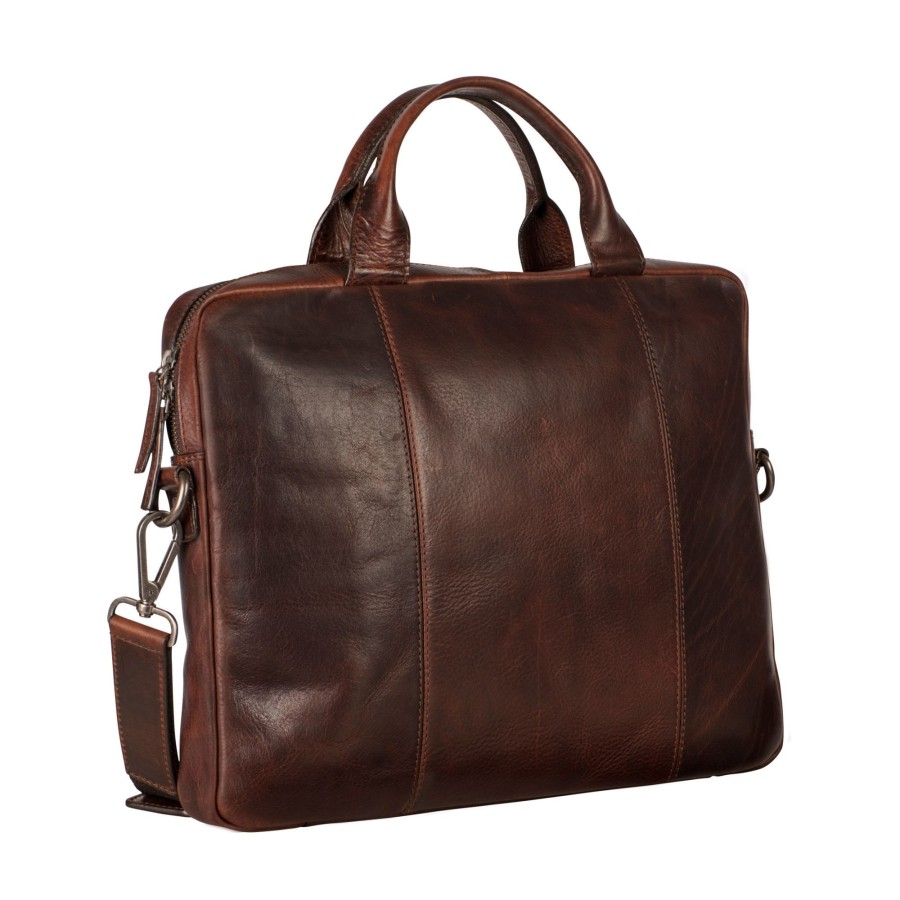 Wholesale Leonhard Heyden Leonhard Heyden Roma Zipped Briefcase Slim 1 Compartment Brown