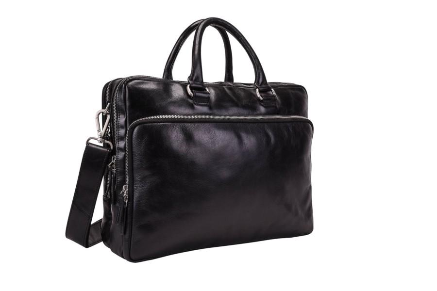 Wholesale Leonhard Heyden Leonhard Heyden Cambridge Zipped Briefcase 2 Compartments Black