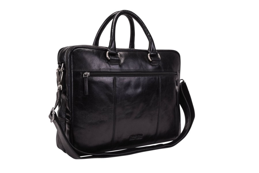 Wholesale Leonhard Heyden Leonhard Heyden Cambridge Zipped Briefcase 2 Compartments Black