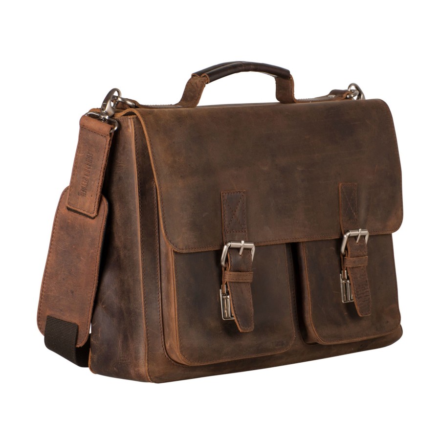 Online Leonhard Heyden Leonhard Heyden Salisbury Briefcase 1 Compartment Brown