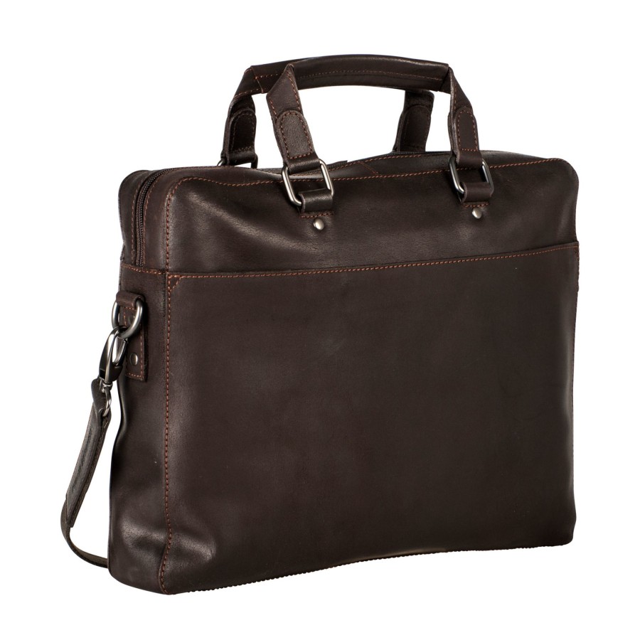 Hot Leonhard Heyden Leonhard Heyden Dakota Zipped Briefcase 1 Compartment Brown