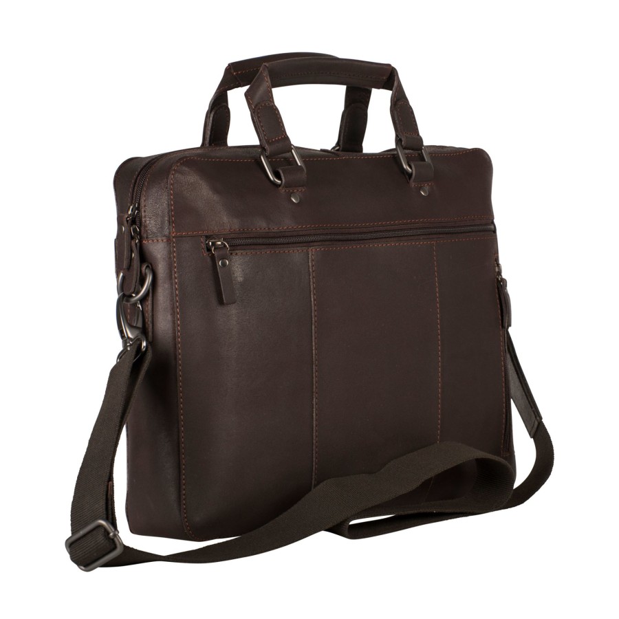 Hot Leonhard Heyden Leonhard Heyden Dakota Zipped Briefcase 1 Compartment Brown