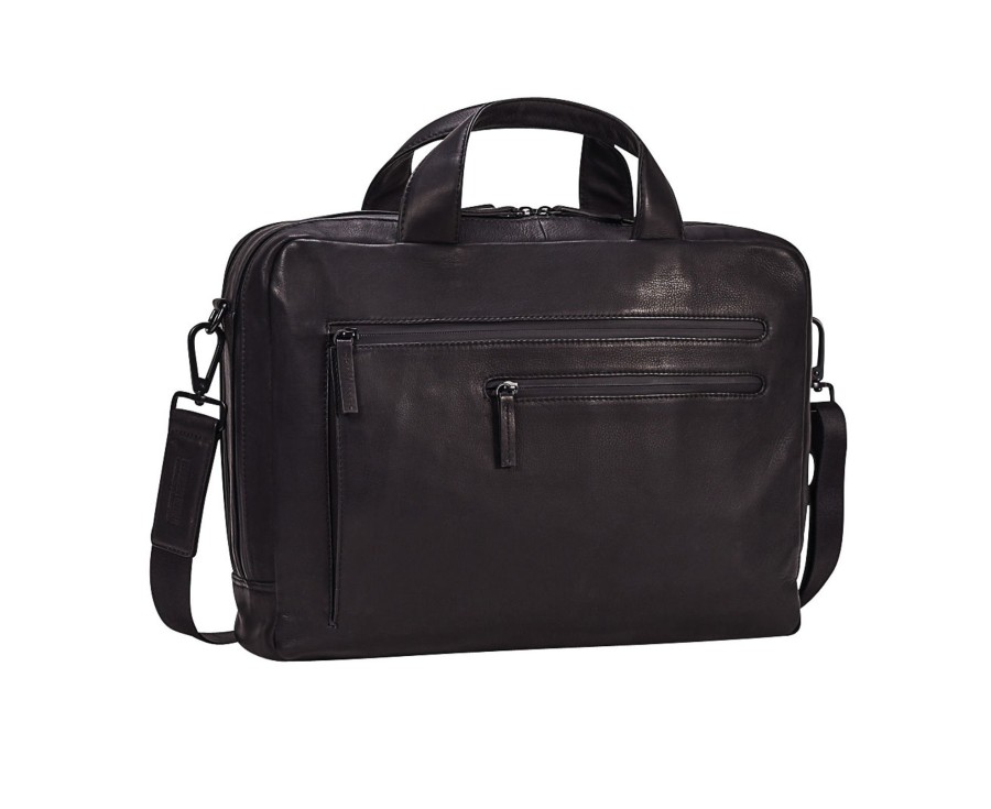 Clearance Leonhard Heyden Leonhard Heyden The Hague Zipped Briefcase 2 Compartments Black