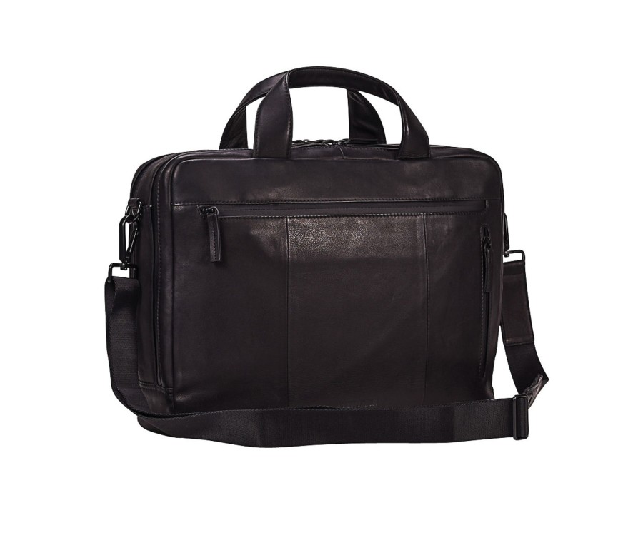 Clearance Leonhard Heyden Leonhard Heyden The Hague Zipped Briefcase 2 Compartments Black