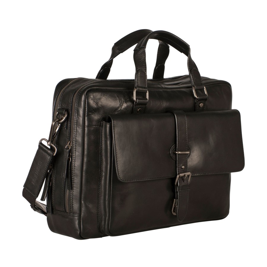 Online Leonhard Heyden Leonhard Heyden Roma Zipped Briefcase 2 Compartments With Front Pocket Black