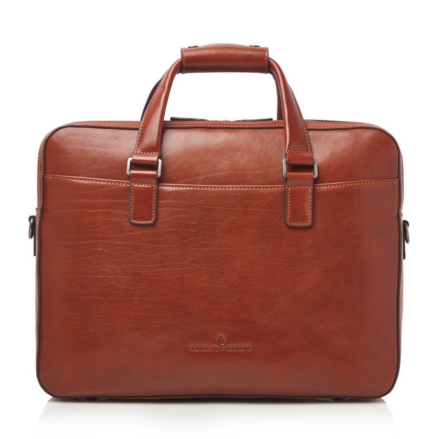 New Castelijn & Beerens Castelijn & Beerens Gaucho Paul Laptop Bag 15.6" Double Zip Cognac