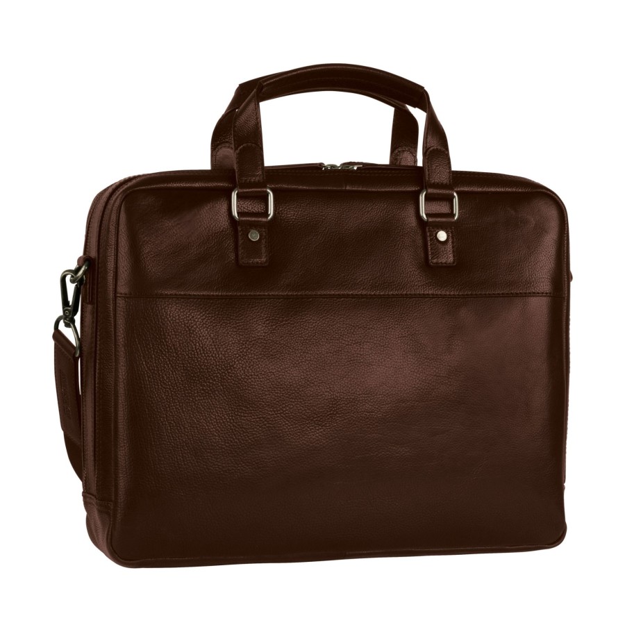 Hot Leonhard Heyden Leonhard Heyden Roma Zipped Briefcase 2 Compartments Brown