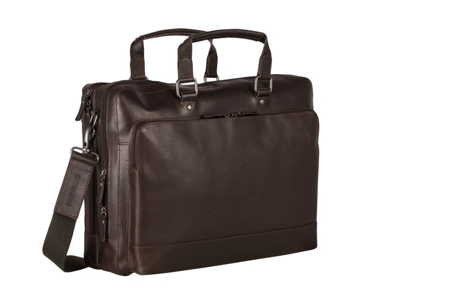 Hot Leonhard Heyden Leonhard Heyden Dakota Zipped Briefcase 2 Compartments Brown