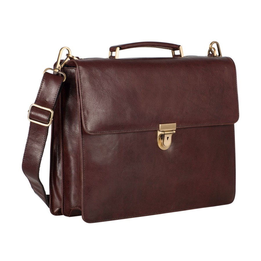 Best Leonhard Heyden Leonhard Heyden Cambridge Briefcase 2 Compartments Red Brown