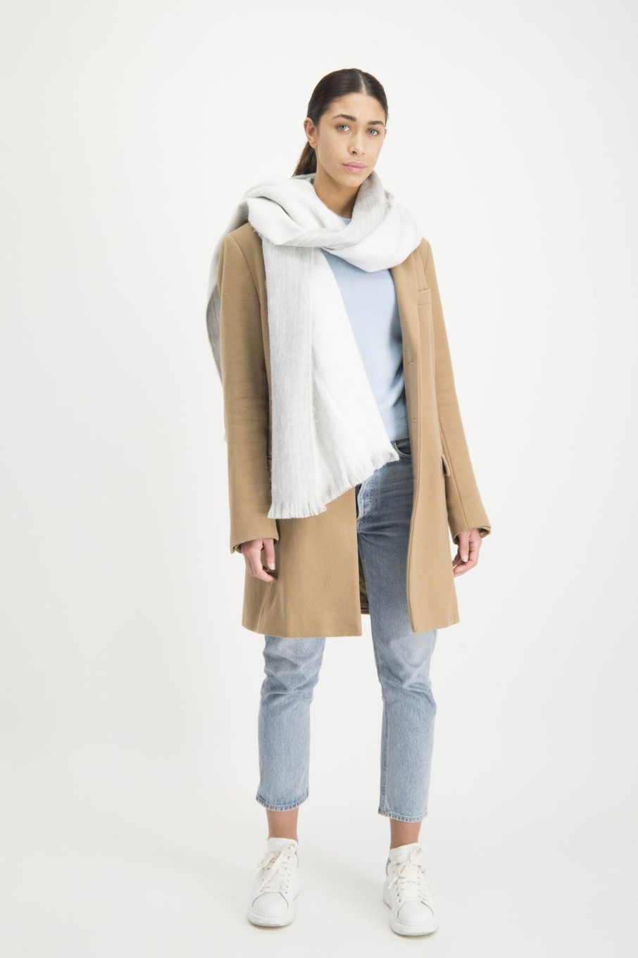 Clearance Alpaca Loca Alpaca Loca Double Scarf Grey/White