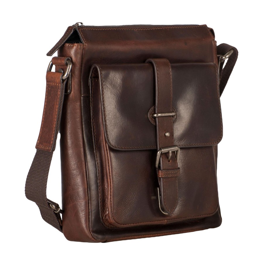 New Leonhard Heyden Leonhard Heyden Roma Zipped Messenger Bag S Brown