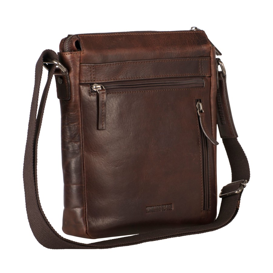 New Leonhard Heyden Leonhard Heyden Roma Zipped Messenger Bag S Brown