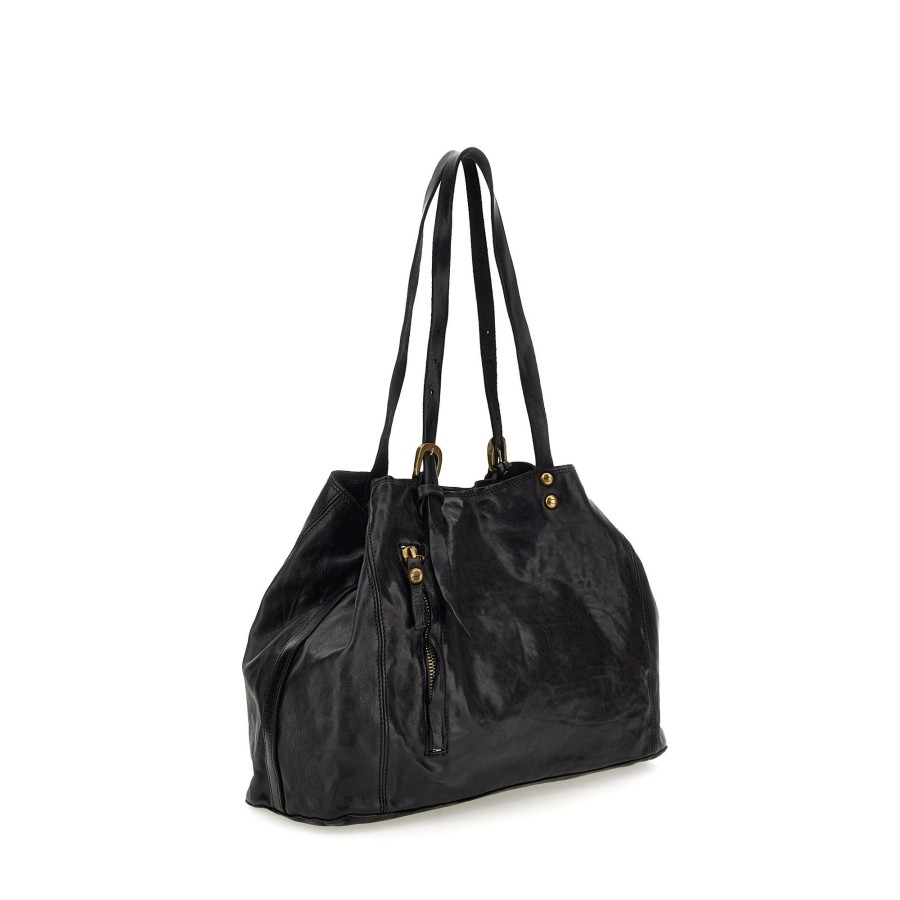 Best Campomaggi Campomaggi Traditional Tramontana Shopping Bag Black